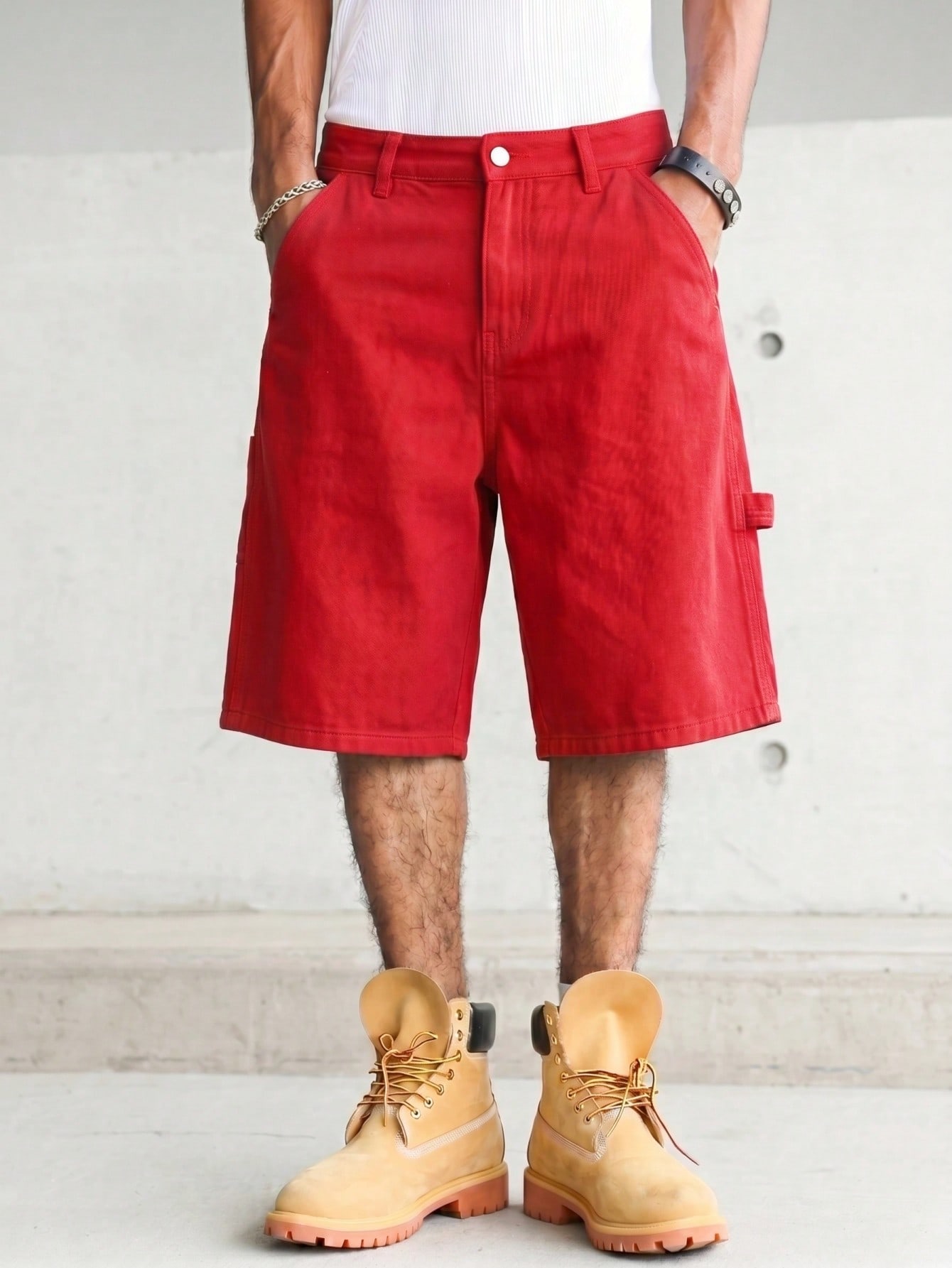 شورت جينز رجالي فضفاض باللون ا - مراجعة Woodworking Overalls وسعره