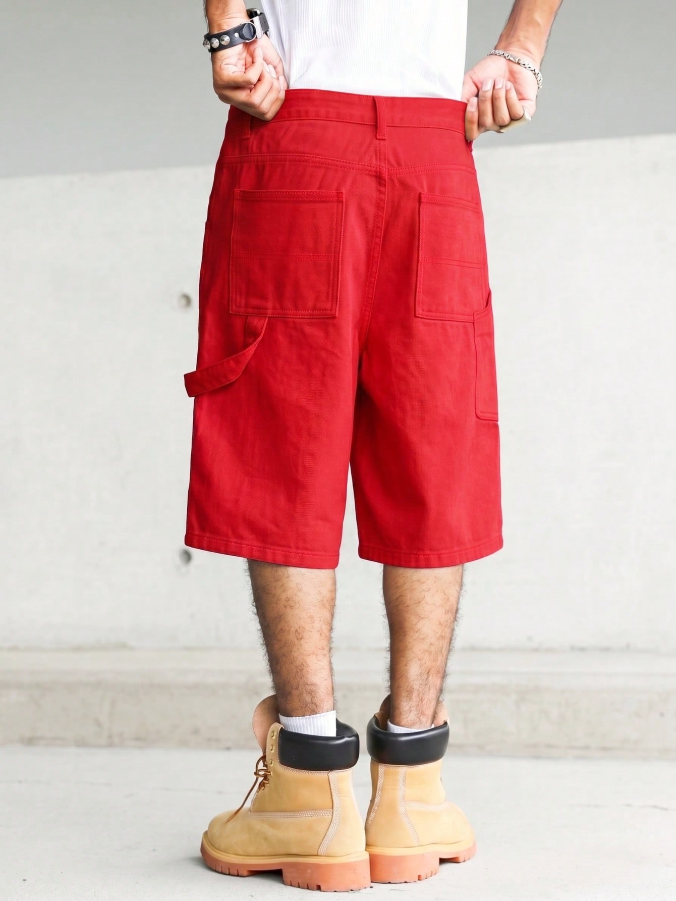 شورت جينز رجالي فضفاض باللون ا - مراجعة Woodworking Overalls وسعره